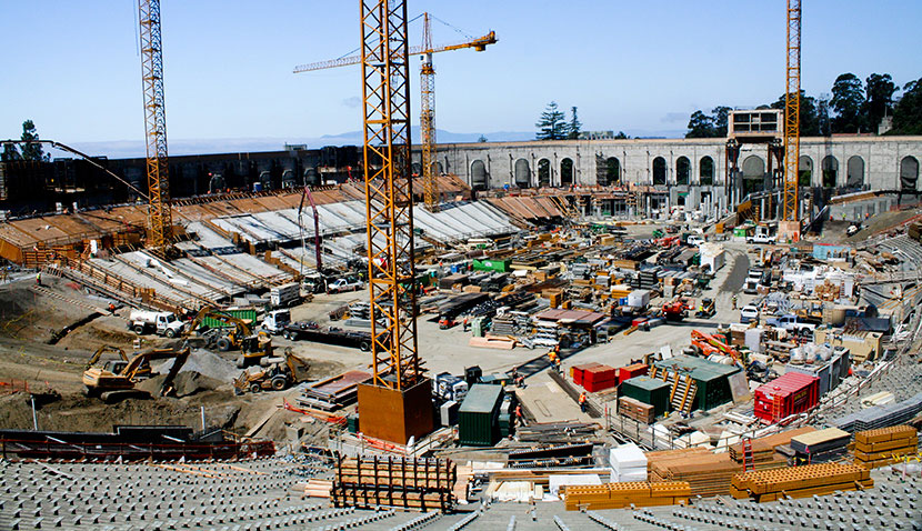Construction of California Memorial Stadium at University of California, Berkeley.
