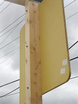 Plywood highway sign
