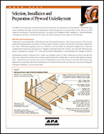Data File: Selection, Installation and Preparation of Plywood Underlayment, APA Form L335